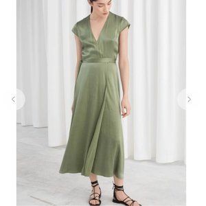 & Other Stories - Satin Midi Wrap Dress- Pistachio NWT size 4